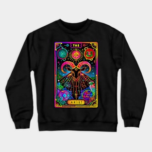 The Aries Tarot Card Ram Zodiac Sign Astrology Birthday Crewneck Sweatshirt